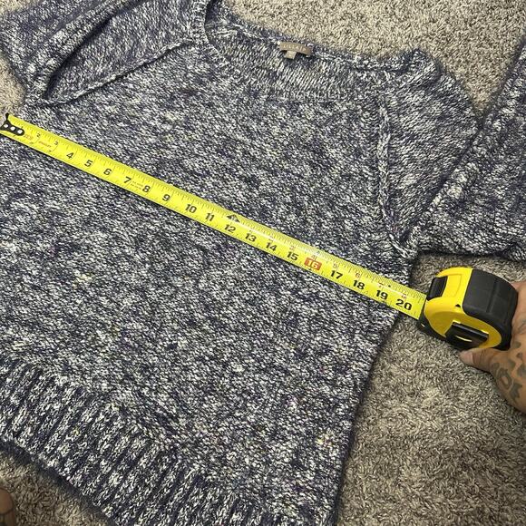 LILLA P Crochet Knit Eyelash Sweater Womens Size M Blue Chunky Butter Soft Cozy - Picture 5 of 7